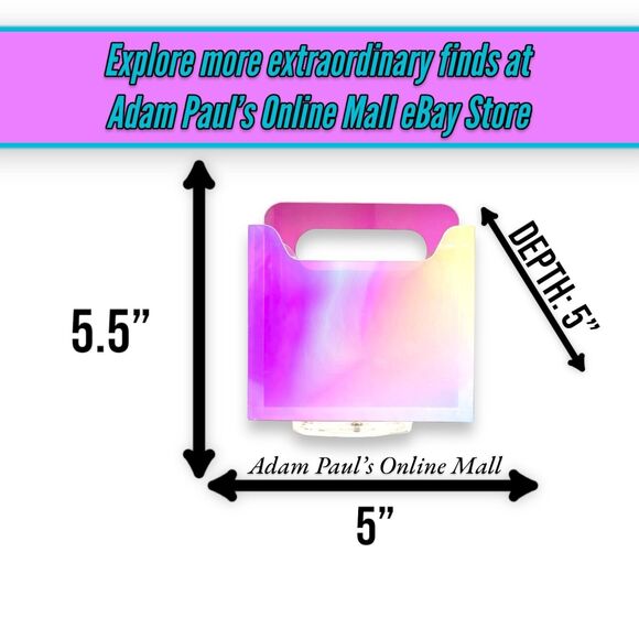 Clear Iridescent Rotating Desk Organizer Pen, Brush, Makeup, Remote Holder 5x5" - Picture 2 of 16